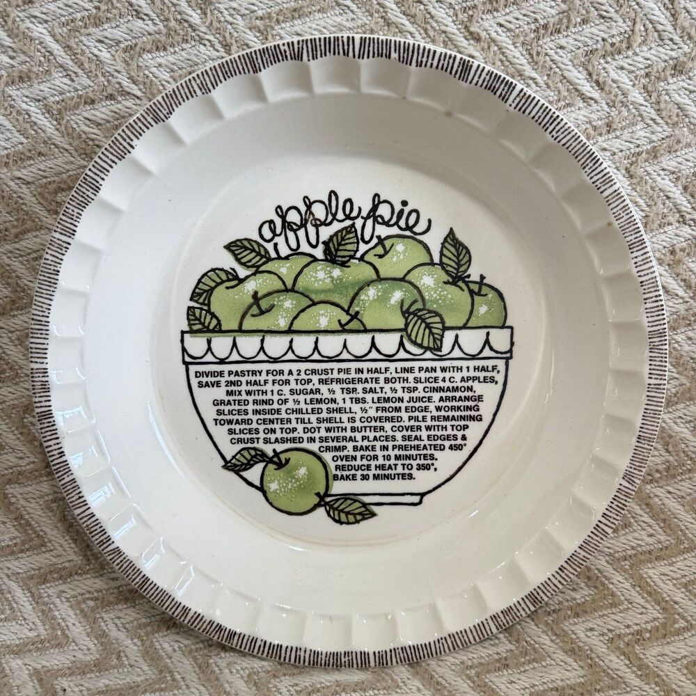 Vintage Royal China Jeannette Apple Pie Recipe Ceramic Dish Pan